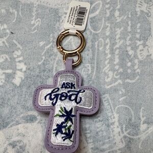 Lavender Cross Keychain - Ask God Embroidered Kids Accessory
